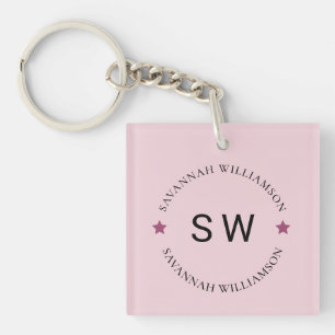 Gepersonaliseerde pluche roze minimalistisch sleutelhanger