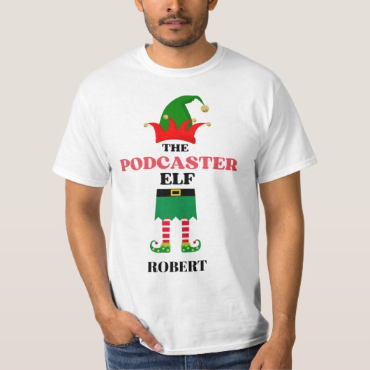 Gepersonaliseerde Podcaster Elf T-shirt (Voorkant)