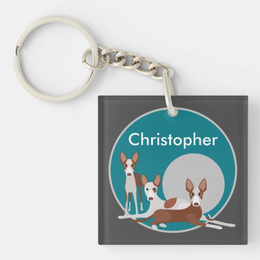 Gepersonaliseerde Podenco-honden Sleutelhanger (voorkant)