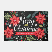 Gepersonaliseerde Poinsettia Kerstmis Deurmat (Voorkant)