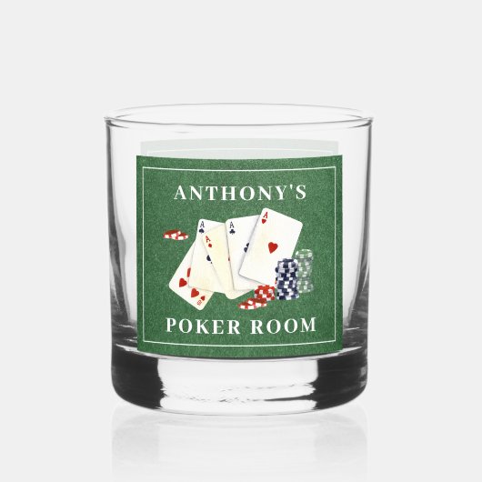 Gepersonaliseerde Poker Cards Casino Whisky Glas (Voorkant)