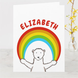 Gepersonaliseerde Polar Beer en Rainbow Verjaardag Kaart