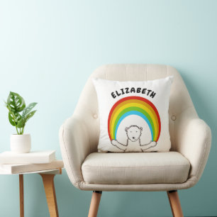 Gepersonaliseerde Polar Beer en Rainbow Verjaardag Kussen