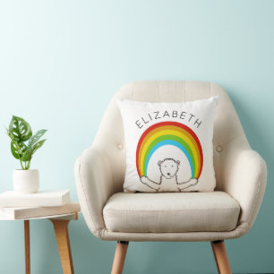 Gepersonaliseerde Polar Beer en Rainbow Verjaardag Kussen