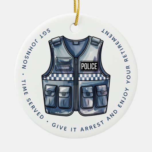 Gepersonaliseerde politie wetshandhaving pensioen keramisch ornament (Voorkant)