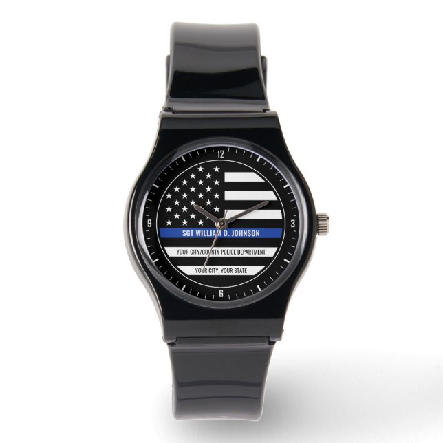 Gepersonaliseerde politieagent NAAM Wetshandhaving Horloge (Voorkant)