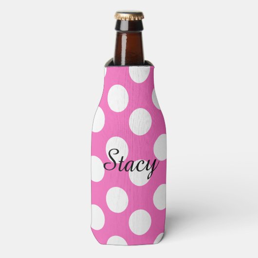 Gepersonaliseerde polka dot fles koeler (Fles Voorkant)