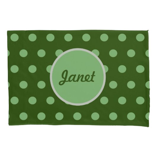 Gepersonaliseerde Polka Dot Kussensloop (Hunter Gr (Voorkant)