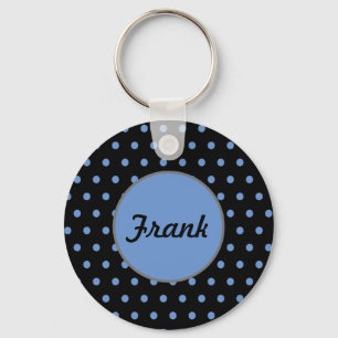Gepersonaliseerde Polka Dot Sleutelhanger (Zwart &