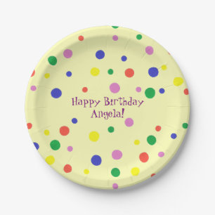 Gepersonaliseerde Polka Dots Verjaardag Borden Papieren Bordje