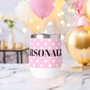 Gepersonaliseerde polkadot patroon wijn glas tumbl