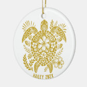 Gepersonaliseerde Polynesische schildpad Kerstvaka Keramisch Ornament (Links)
