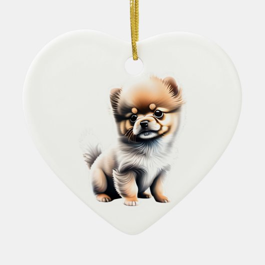 Gepersonaliseerde Pomeranian Puppy Keramisch Ornament (Voorkant)