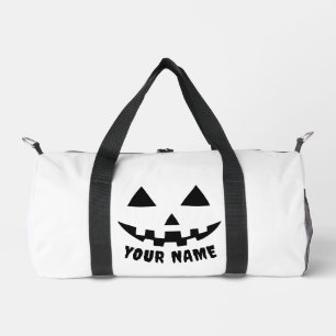 Gepersonaliseerde Pompoen Halloween Naam Zwart & W Plunjezak