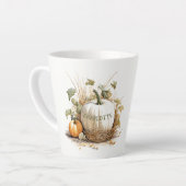 Gepersonaliseerde pompoen patch witte pompoen herf latte mok (Linkerhoek)