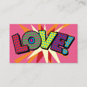 Gepersonaliseerde Pop Art Comic Book LOVE Visitekaartje (Voorkant)