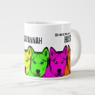 Gepersonaliseerde Pop Art Siberian Husky Extra Grote Beker