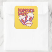 Gepersonaliseerde Popcorn Party Vierkante Sticker (Tas)