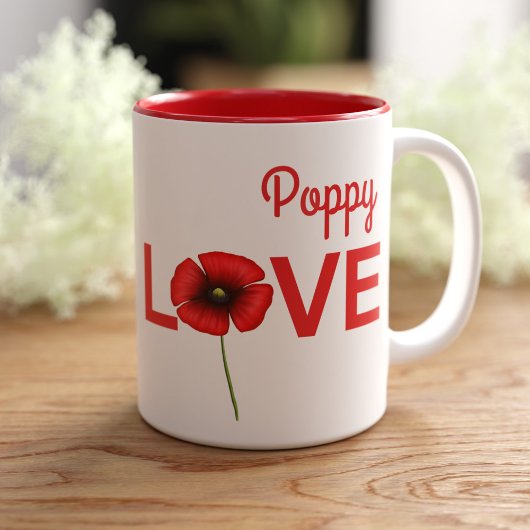 Gepersonaliseerde Poppy Flower Love Coffee Mok