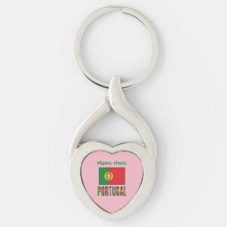 Gepersonaliseerde Portugese Vlag Erfgoed Hart Sleutelhanger