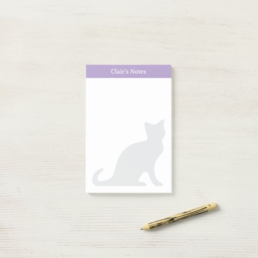 Gepersonaliseerde Post-it® notes met grijs katteno (Op bureau)