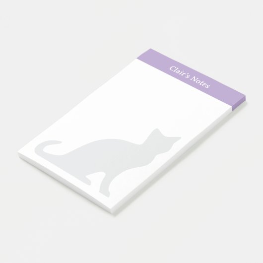 Gepersonaliseerde Post-it® notes met grijs katteno (Schuin)