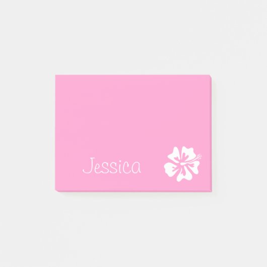 Gepersonaliseerde Post-it® notes | Roze hibiscusbl (Voorkant)