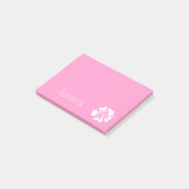 Gepersonaliseerde Post-it® notes | Roze hibiscusbl (Schuin)