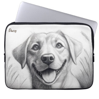 Gepersonaliseerde potlood kunst Hond-thema Laptop Sleeve
