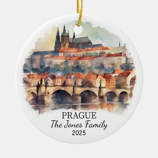 Gepersonaliseerde Praag Ornament, Tsjechië Gift Keramisch Ornament (Voorkant)