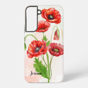 Gepersonaliseerde prachtige aquarel papavers Print Samsung Galaxy Hoesje