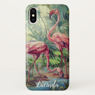 Gepersonaliseerde prachtige roze flamingo Mural iPhone X Hoesje