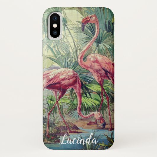 Gepersonaliseerde prachtige roze flamingo Mural Case-Mate iPhone Case (Achterkant)