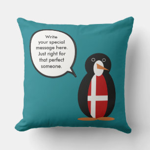 Gepersonaliseerde pratende Deense Vlag Ms Pinguïn Buitenkussen