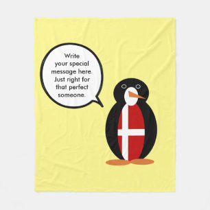Gepersonaliseerde pratende Deense vlag Ms Pinguïn  Fleece Deken