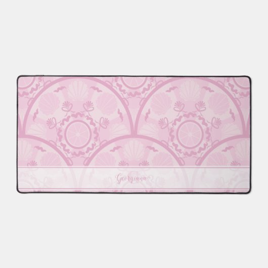 Gepersonaliseerde Preppy in roze Mandala Art Deco Bureaumat (Voorkant)