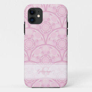 Gepersonaliseerde Preppy in roze Mandala Art Deco iPhone 11 Hoesje