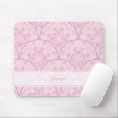 Gepersonaliseerde Preppy in roze Mandala Art Deco Muismat (Met muis)