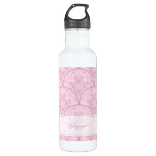 Gepersonaliseerde Preppy in roze Mandala Art Deco Waterfles