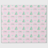 Gepersonaliseerde Preppy Kerstboom Aangepaste naam Cadeaupapier (Vlak)
