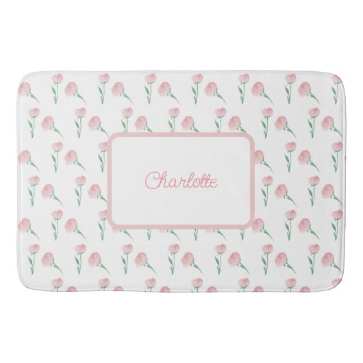 Gepersonaliseerde  Preppy Peony Placemat Badmat (Voorkant)