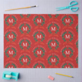 Gepersonaliseerde Prettige feestdagen Red Monogram Tissuepapier (Craft)