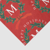 Gepersonaliseerde Prettige feestdagen Red Monogram Tissuepapier (Detail)