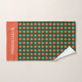 Gepersonaliseerde prettige kerst rood en groen bad handdoek (Handdoek)