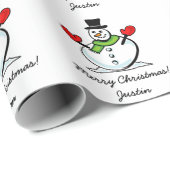 Gepersonaliseerde prettige witte snowman met prett cadeaupapier (Rol Hoek)