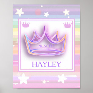 Gepersonaliseerde Princess Crown Wall Poster
