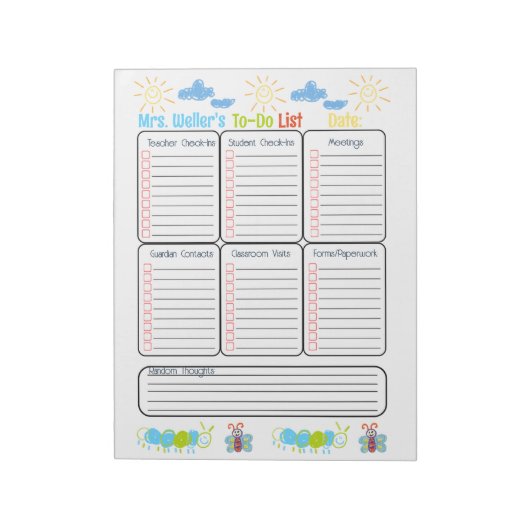 Gepersonaliseerde Principal To-Do List Elementaire Notitieblok (Gedraaid)