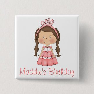 Gepersonaliseerde prinses Buttonnen Birthday pins Vierkante Button 5,1 Cm