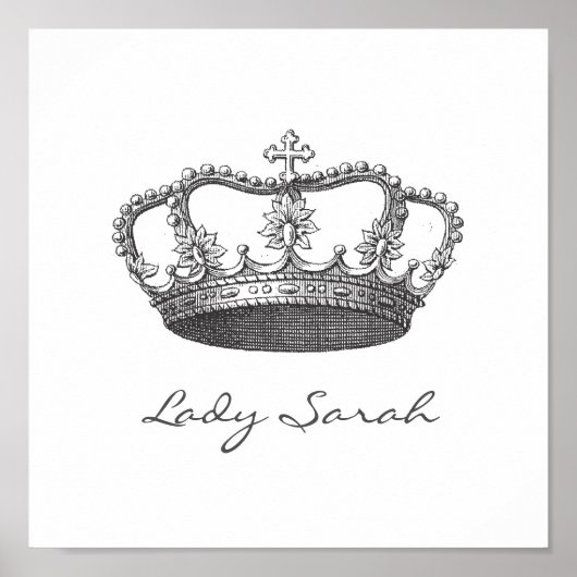 Gepersonaliseerde prinses Crown Poster (Voorkant)