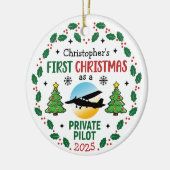 Gepersonaliseerde Private Pilot Custom Name Christ Keramisch Ornament (Links)